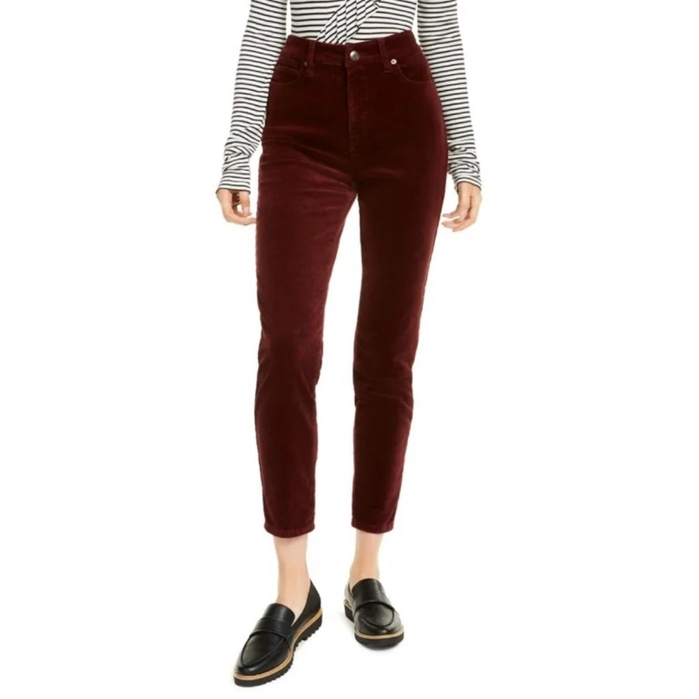 NWT Oat NY Burgundy Corduroy High Rise Slim Leg Jeans with Stretch size 25
